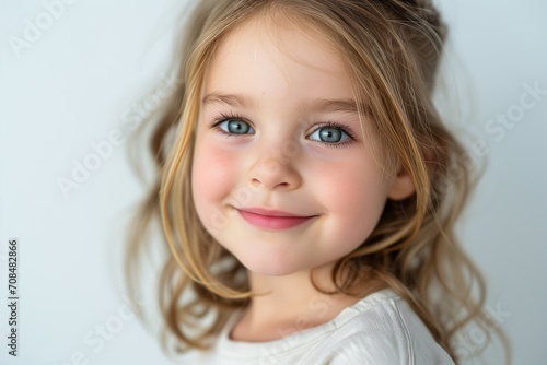Radiant Smiling Child with a Joyful Expression, Perfect for Capturing the Innocence and Happiness of Childhood, Against a Clean White Background