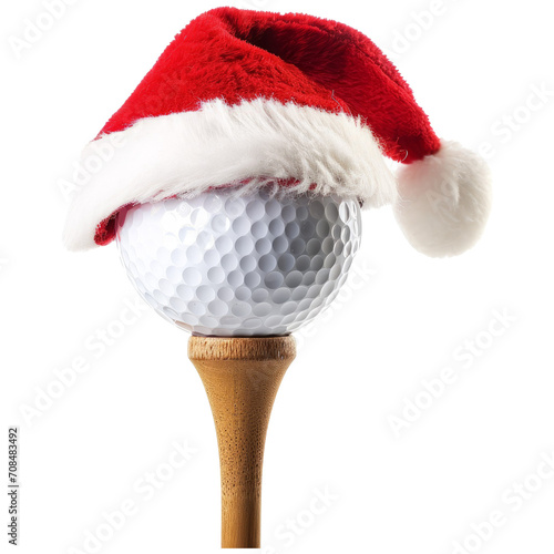golf ball on tee with santa hat