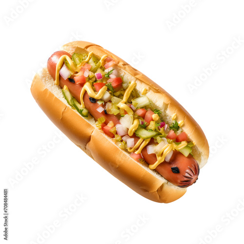 Hot Dog with Mustard and Relish on transparent background PNG image