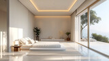Simplicidad Elegante: Habitación Minimalista con Paredes Blancas y Suelo de Madera
