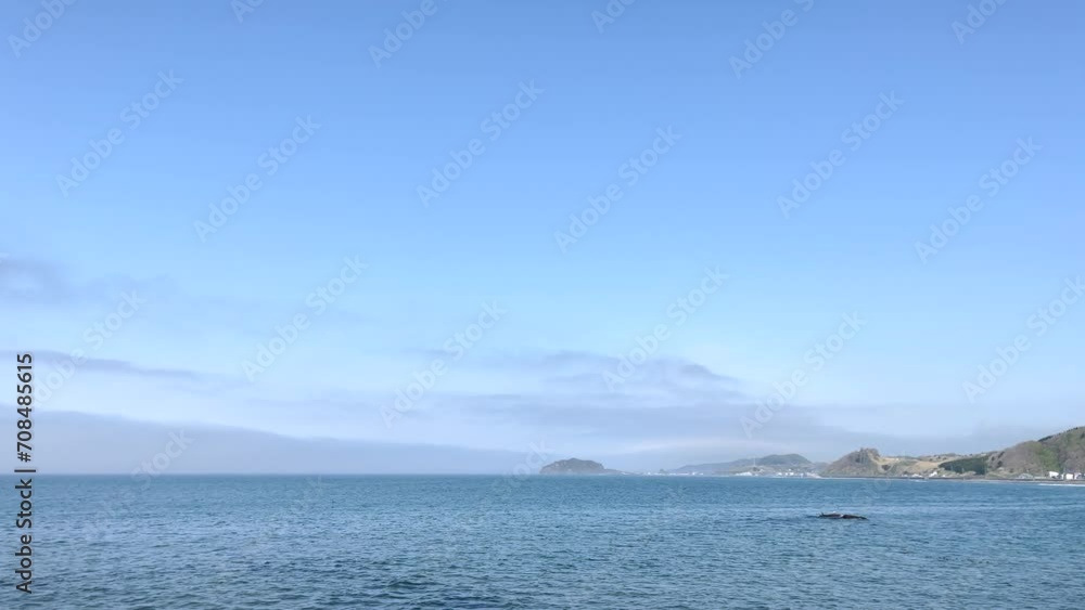 車窓からの風景。海と空と町の動画。 車窓からの風景。海と空と町の動画。