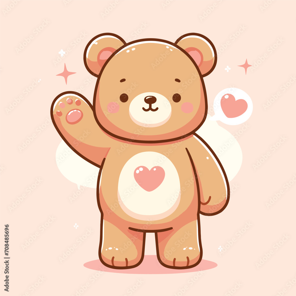 cute teddy bear waving hand cartoon icon illustration cute teddy bear waving hand cartoon icon illustration