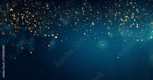 golden dots on a blue background, in the style of flowing textures, glitter and diamond dust, dark sky-blue and teal, enchanting lighting, loose brushwork, 32k uhd, petros afshar.