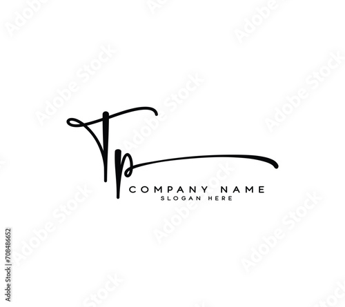 TP T P initial letter handwriting and signature logo