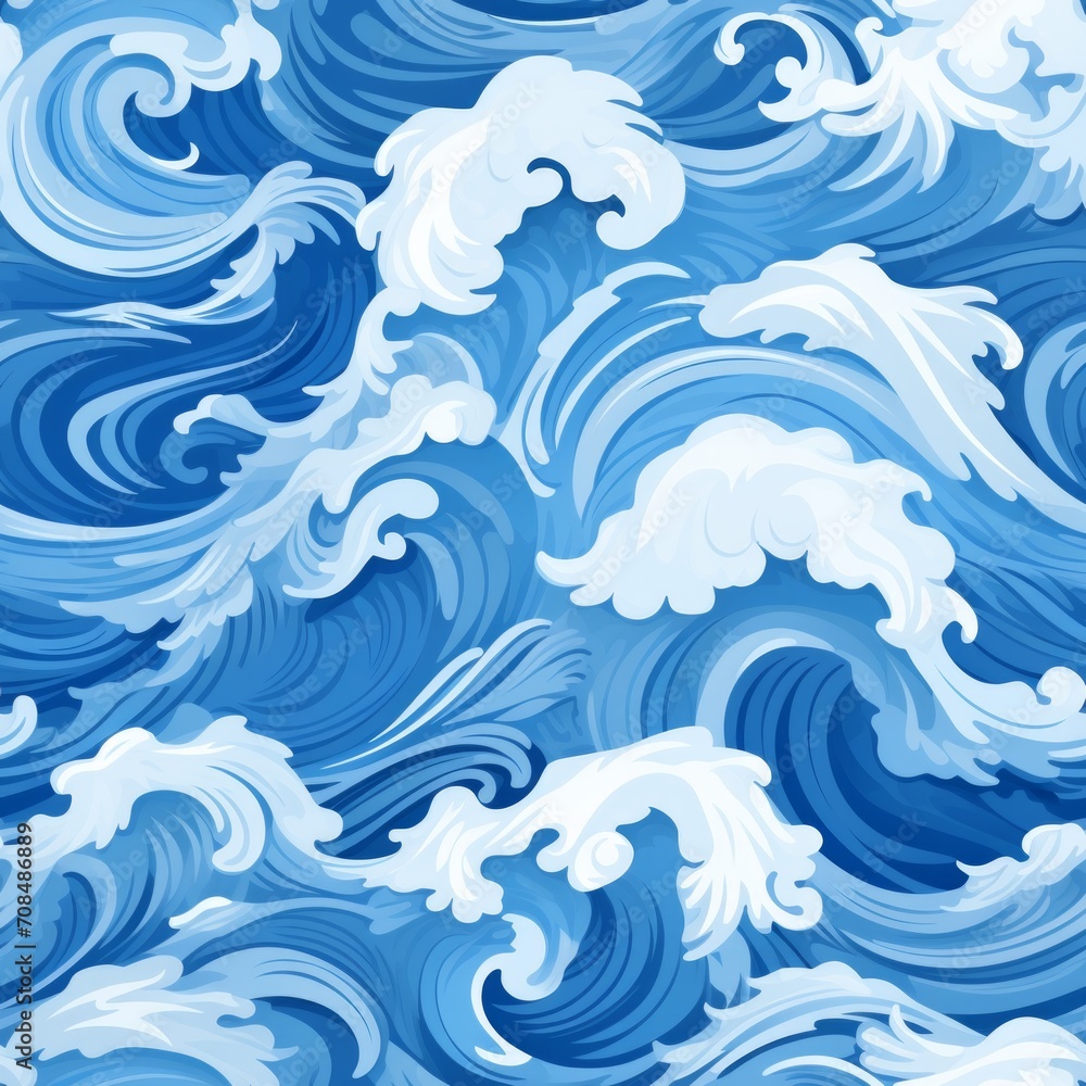 Fototapeta premium Abstract waves seamless pattern with beautiful flowing lines on a clean white background