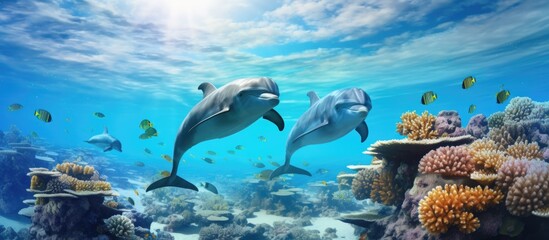 Tableau sur plexiglas Animaux Dauphins en plongée dans la mer Rouge  © TheWaterMeloonProjec