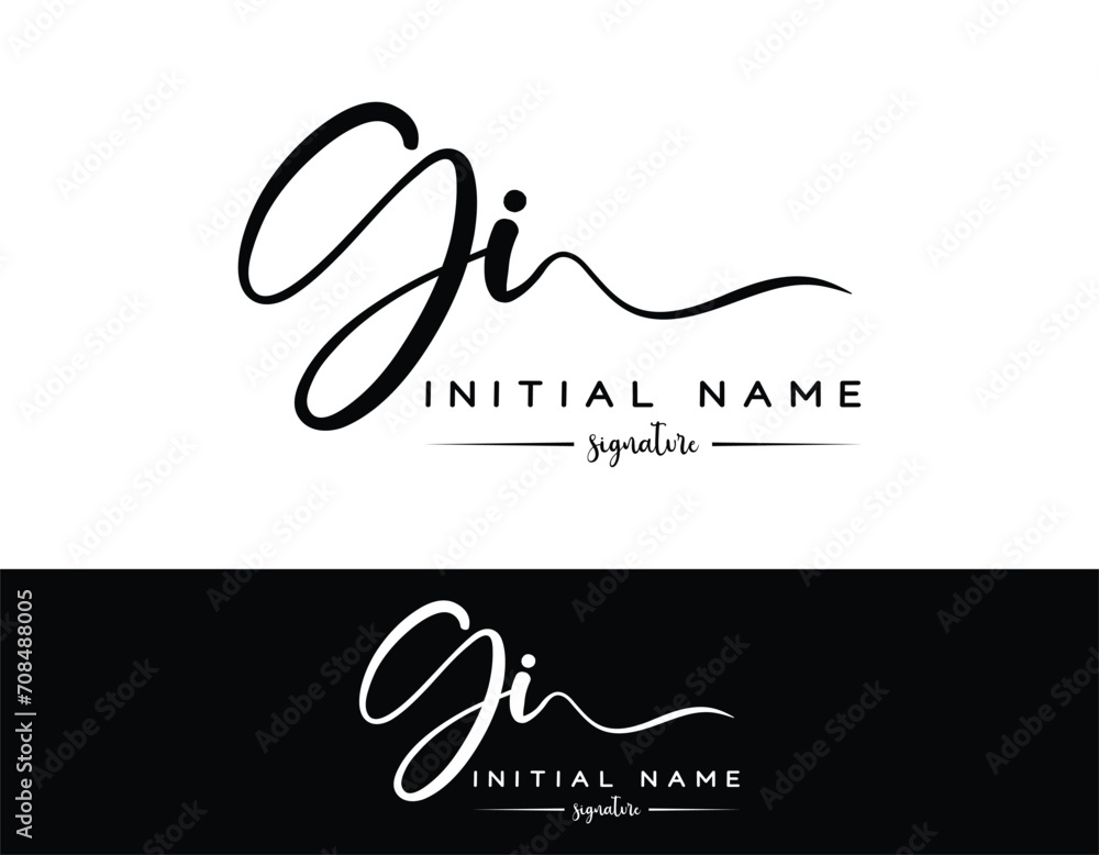 GI G I letter handwriting and signature logo template vector Stock ...