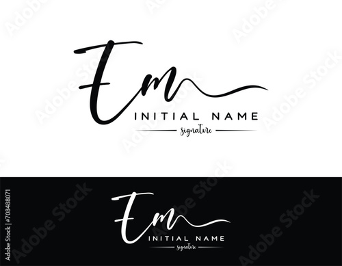 EM E M letter handwriting and signature logo template vector photo