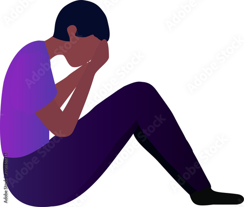 Sad and depressed man closing face. Unhappy and stressed, psychology, depression, stress, mental healtlh.and loneliness 