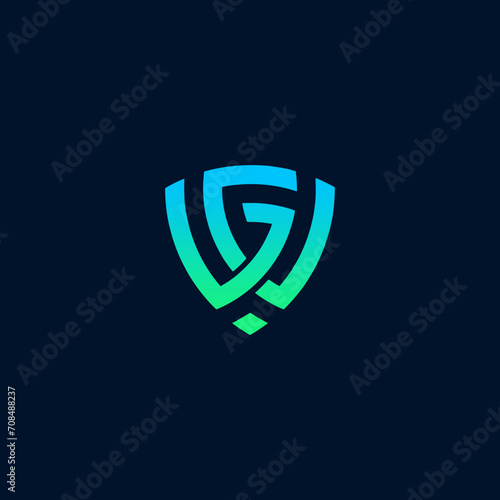 letter GW shielad shape logo photo