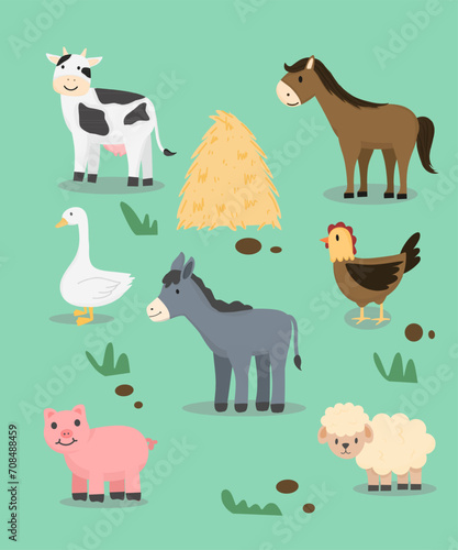 farm animals collection, set of farm animals elements 