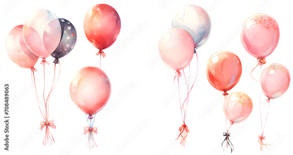 Watercolor balloon clipart for graphic resources