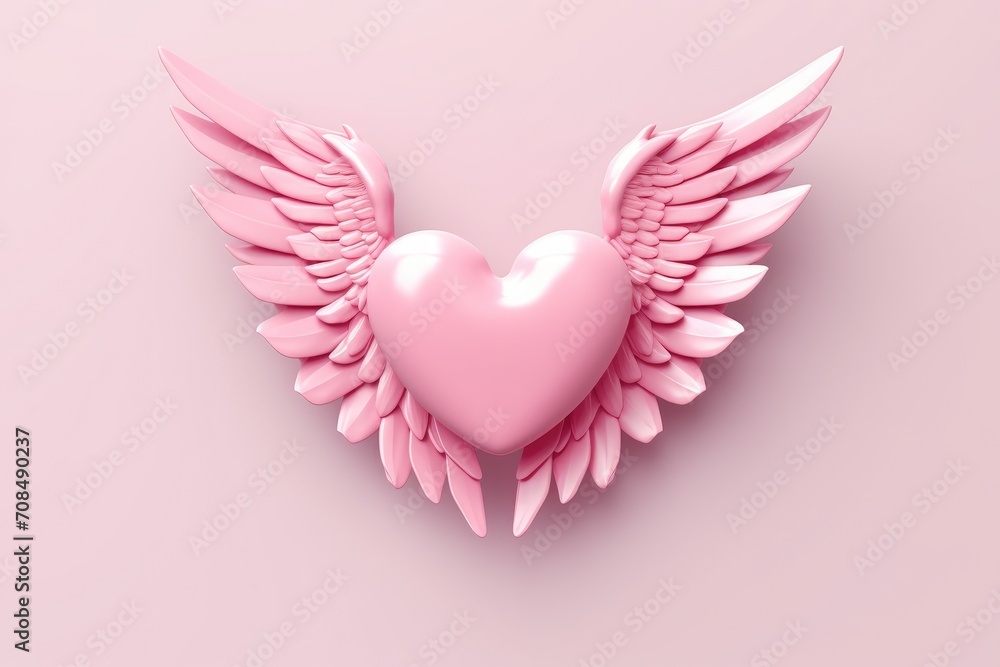 Embrace of Affection: A Delicate Pink Heart Spreads Its Gentle Wings. Generative AI Embrace of Affection: A Delicate Pink Heart Spreads Its Gentle Wings. Generative AI