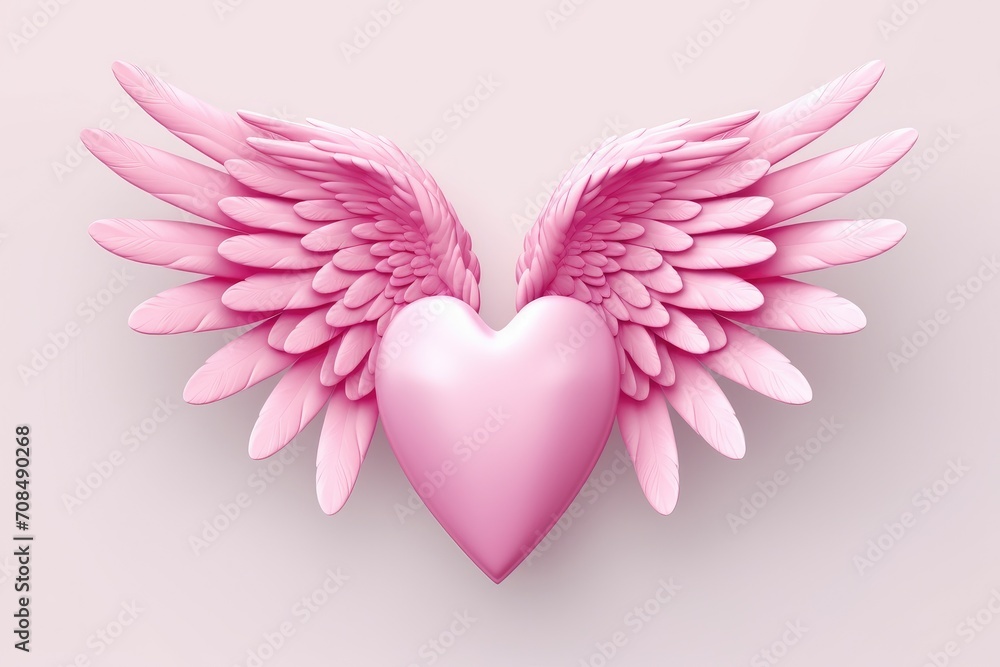 Embrace of Affection: A Delicate Pink Heart Spreads Its Gentle Wings. Generative AI Embrace of Affection: A Delicate Pink Heart Spreads Its Gentle Wings. Generative AI