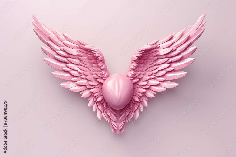 Embrace of Affection: A Delicate Pink Heart Spreads Its Gentle Wings. Generative AI Embrace of Affection: A Delicate Pink Heart Spreads Its Gentle Wings. Generative AI