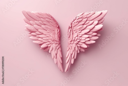 Embrace of Affection: A Delicate Pink Heart Spreads Its Gentle Wings. Generative AI