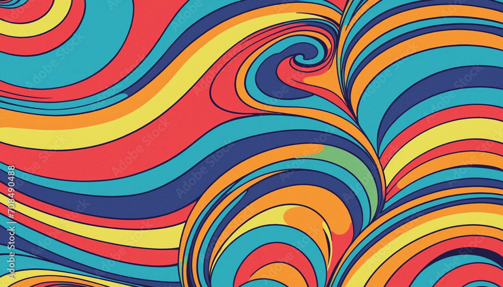 Retro Swirl Ray Psychedelic Background - Hand-Drawn Groovy Design Retro Swirl Ray Psychedelic Background - Hand-Drawn Groovy Design