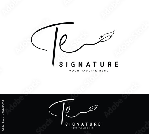 TE T E handwriting and signature logo template vector. photo