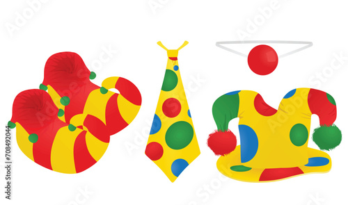 Clown items collection. vector illustration
