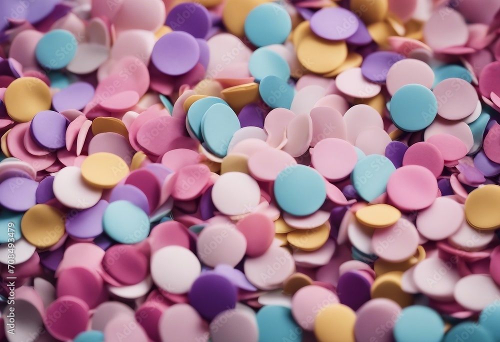 Colorful pastel confetti pile close up Colorful pastel confetti pile close up