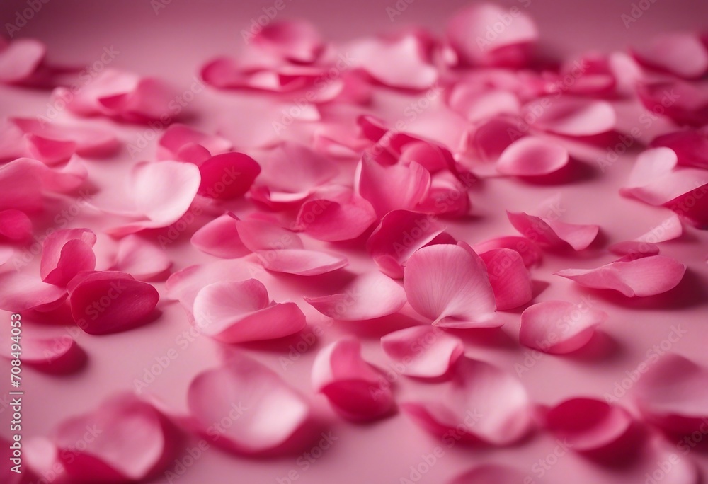 Luxury pink rose petals on pink pale background 