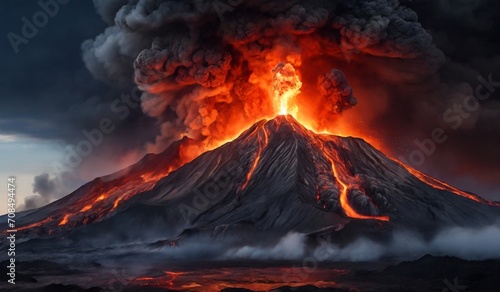 Volcanic eruption in italy powerful explosion lava flows lots of smoke and fire,, Powerful Explosion: Italy's Volcanic Fury