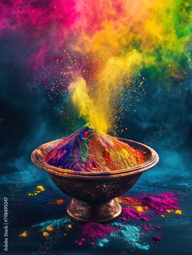 Happy Holi design, realistis , HD, copy Space - generative ai photo