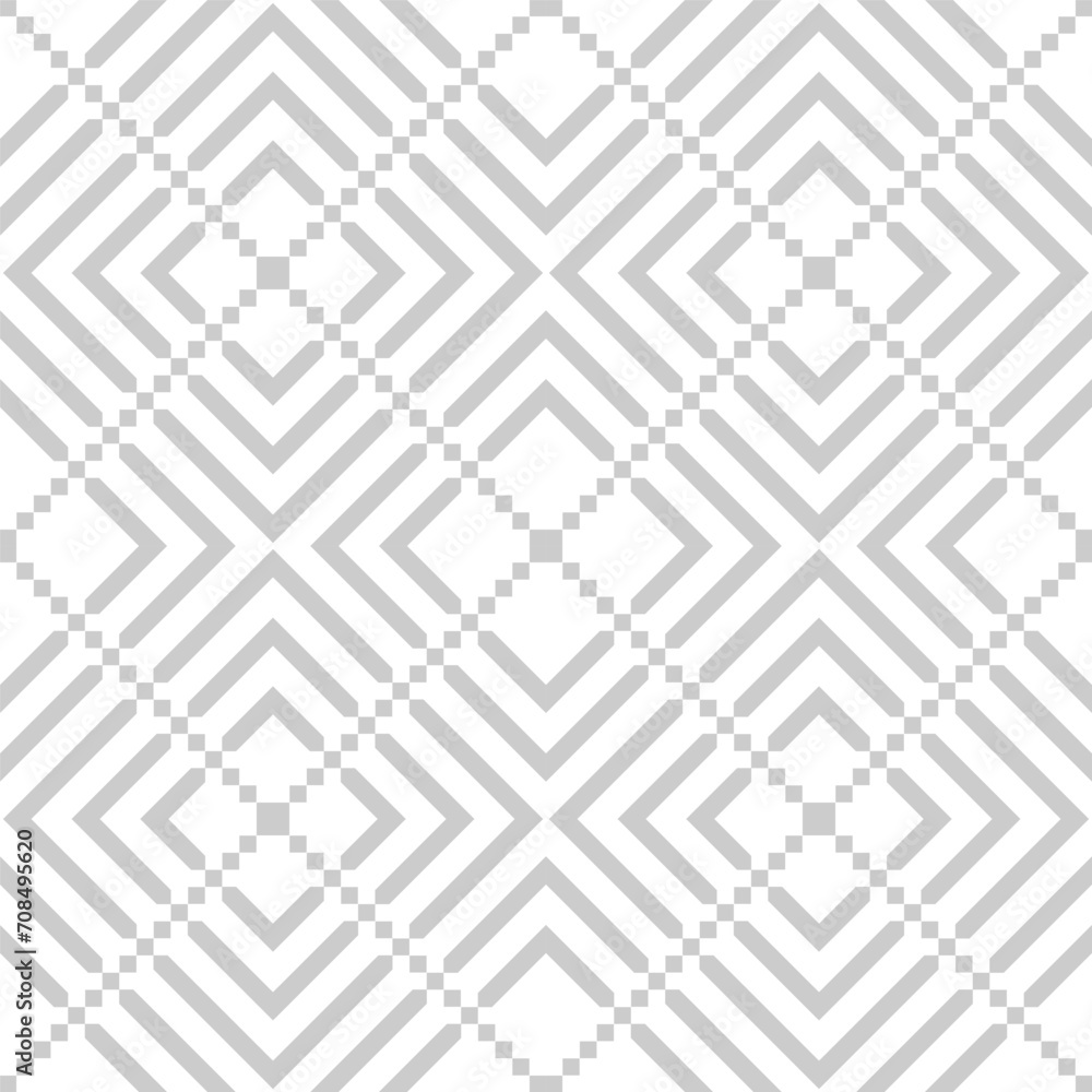 Abstract Seamless Geometric Checked Light Grey and White Pattern.