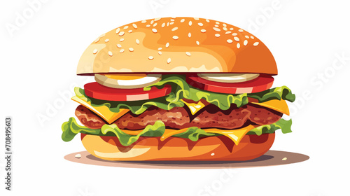 Hamburger with bacon Vector illustration