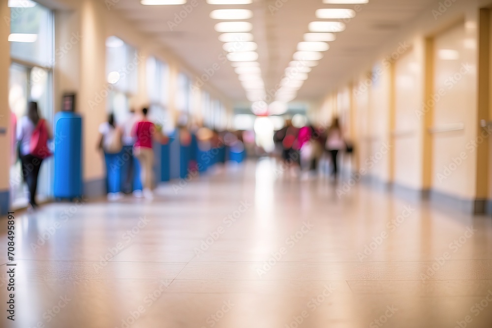 School hallway with blurred defocused background