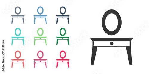 Black Dressing table icon isolated on white background. Set icons colorful. Vector