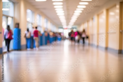 School hallway with blurred defocused background