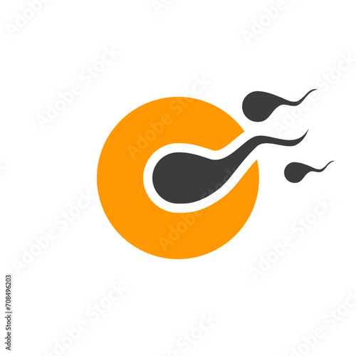 vector illustration depicting egg and sperm cells in the process of fertilization photo