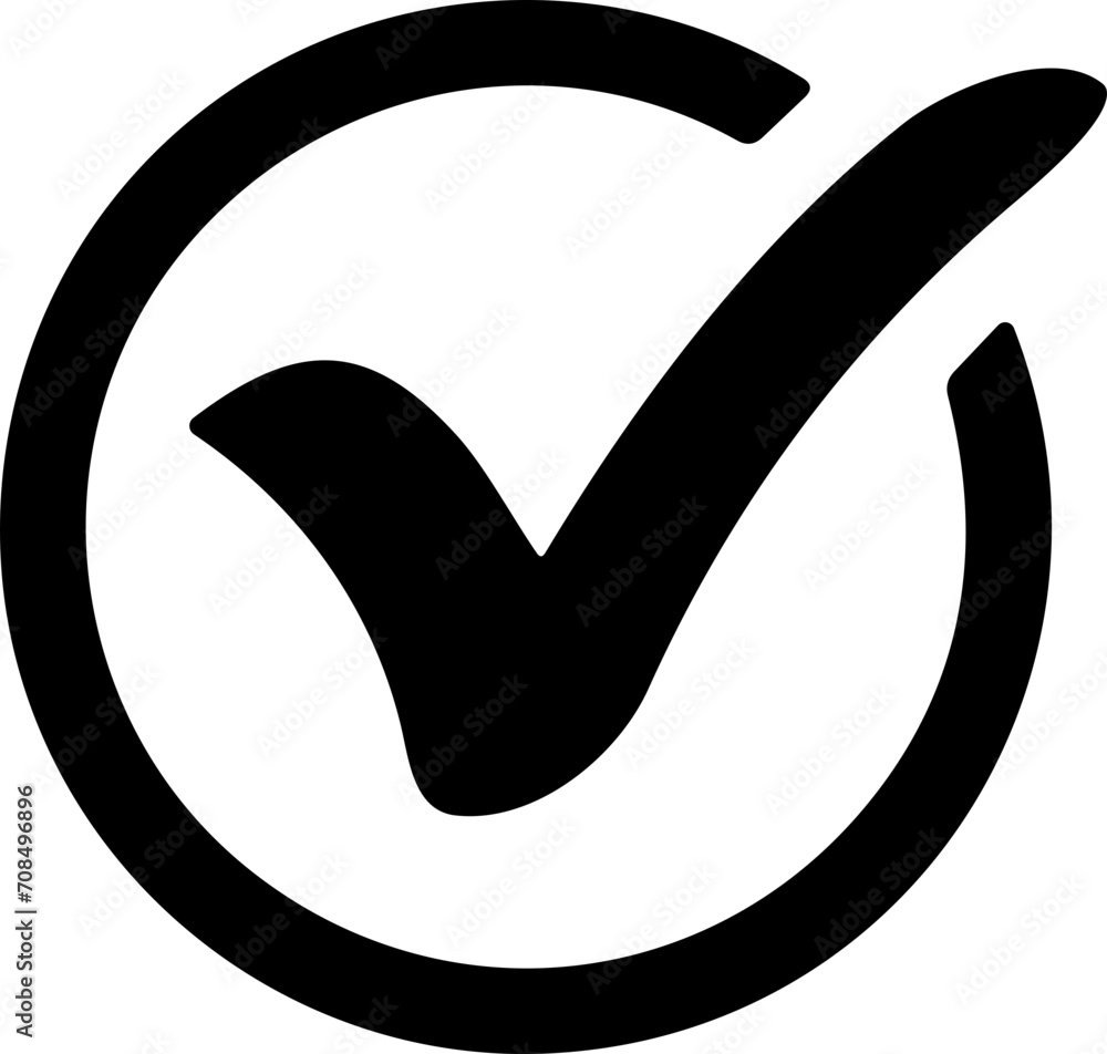 Check mark icon. Tick mark symbol. Simple check mark. Quality sign icon. Checklist symbol