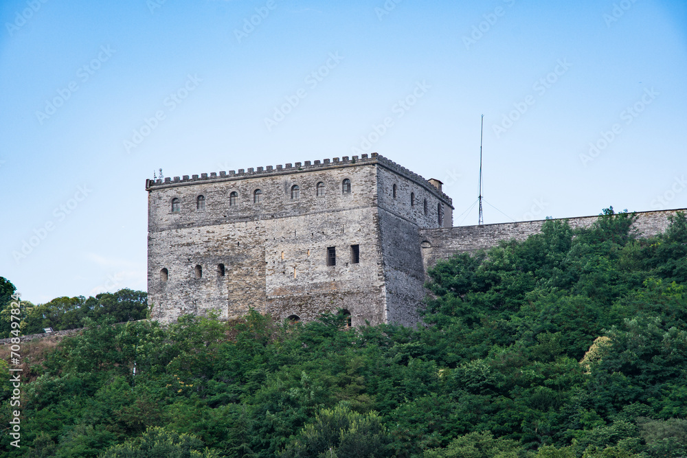 View towards Gjirokaster castle in Albania