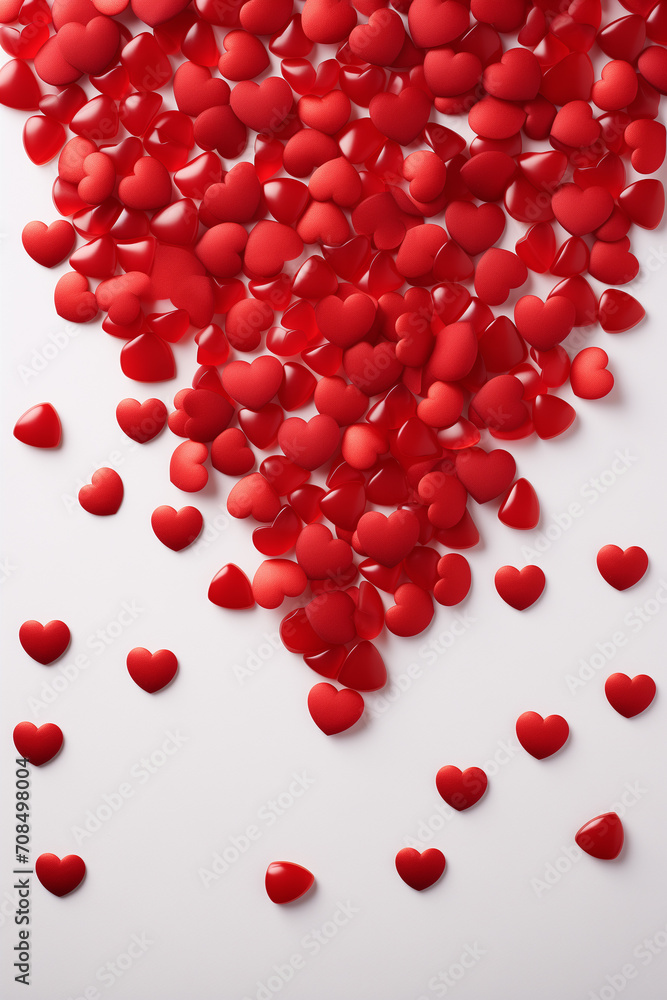heart shaped confetti on a white background. heart shaped confetti on a white background.