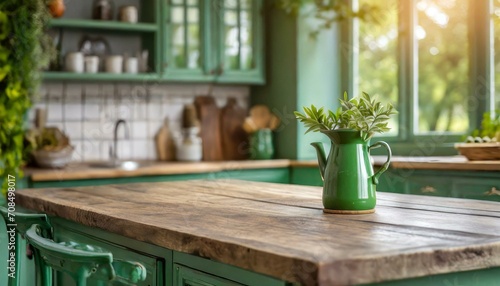 Classic Charm: Blurred Background with Green Countertop