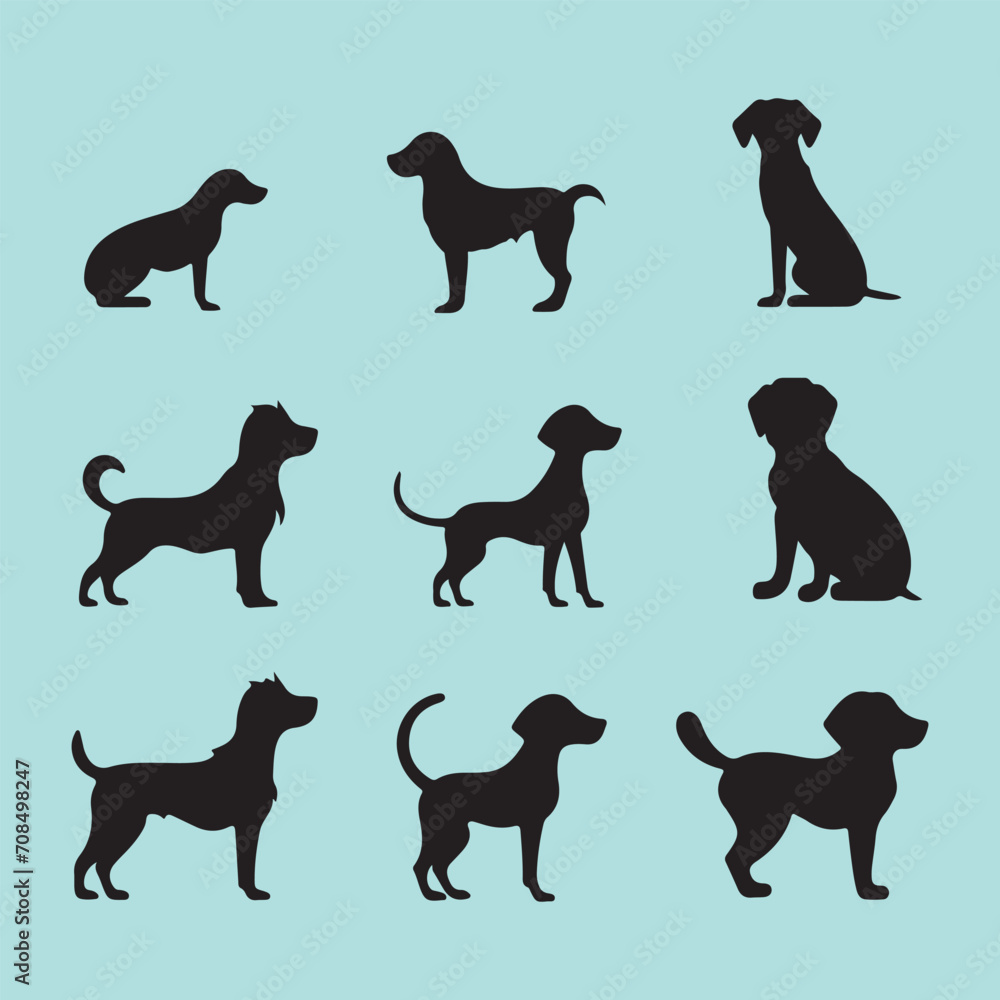 Coco dog set black silhouette vector Clip art