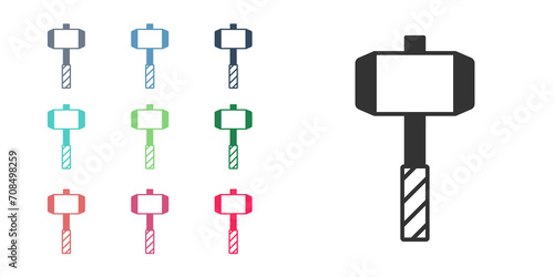 Black Medieval battle hammer icon isolated on white background. Set icons colorful. Vector