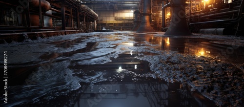 Absorbent pads were used to soak up oil in chemical plant drainage.