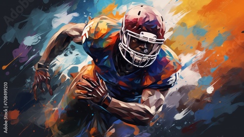Colorful Abstract Art of American Football Player in Helmet for Sports Background Illustration
