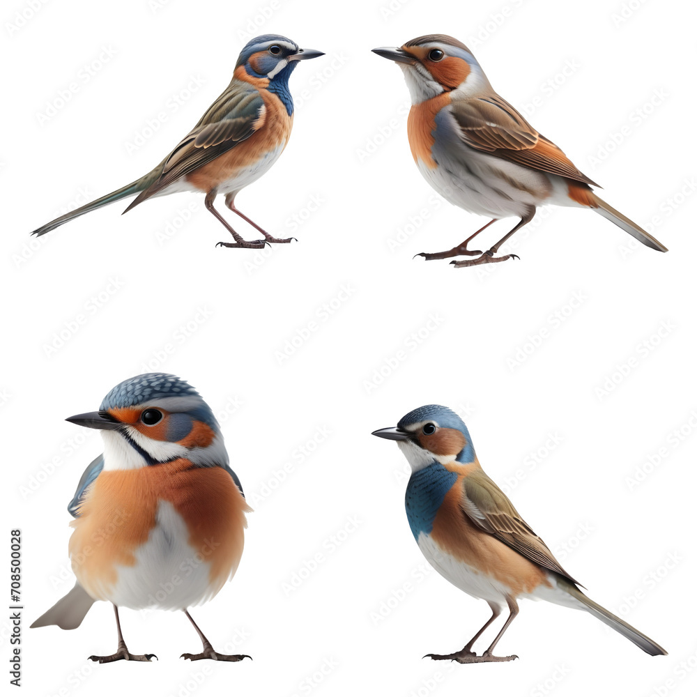 Beautiful Bird set isolated on a white background. Generative AI Beautiful Bird set isolated on a white background. Generative AI