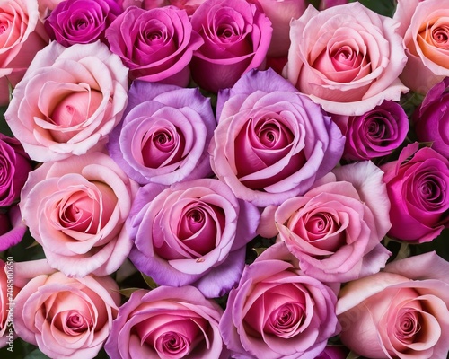 Gradient of Roses in Pink and Purple Tones