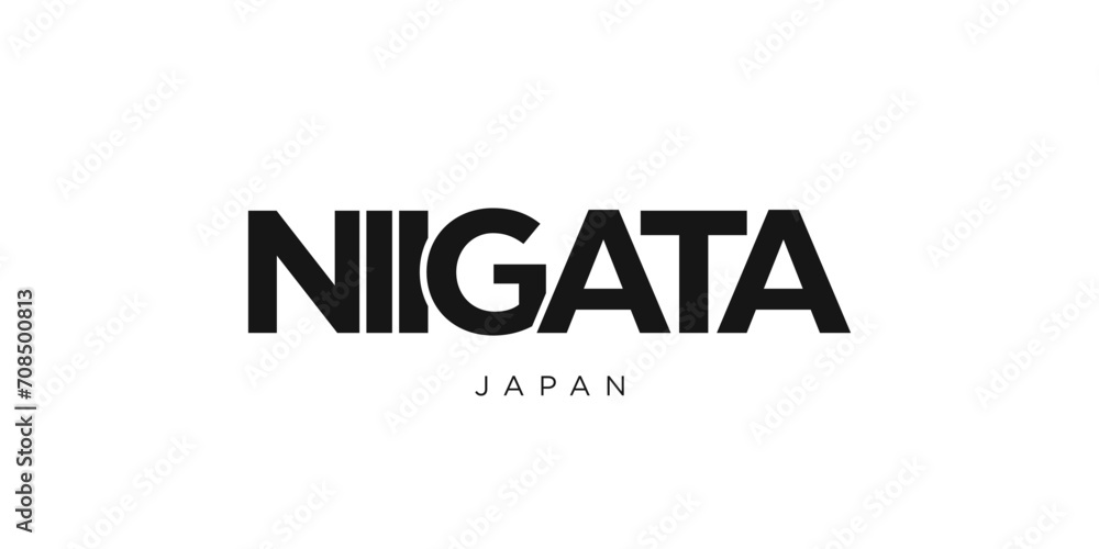 Niigata in the Japan emblem. The design features a geometric style, vector illustration with bold typography in a modern font. The graphic slogan lettering. Niigata in the Japan emblem. The design features a geometric style, vector illustration with bold typography in a modern font. The graphic slogan lettering.
