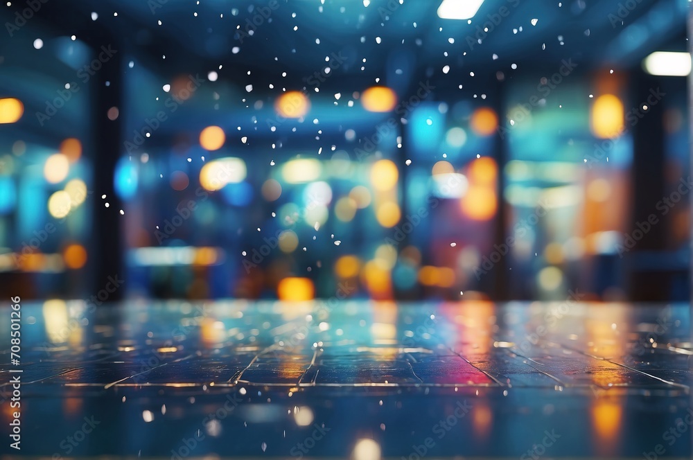 Raining on window view with blurred defocused background