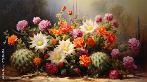 Wallpaper Mural Elegance of flowering cacti in a botanical garden setting Torontodigital.ca