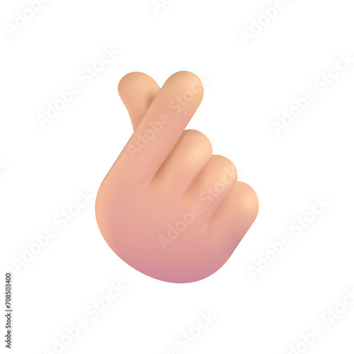Hand with Index Finger and Thumb Crossed: Medium-Light Skin Tone