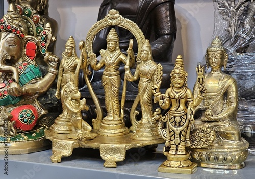 Exquisite copper sculptures of Hindu gods like Ganesha, Shiva, and Lakshmi. Meticulously crafted, these pieces blend spirituality and art, perfect for decor, collectors, and cultural enthusiasts. photo