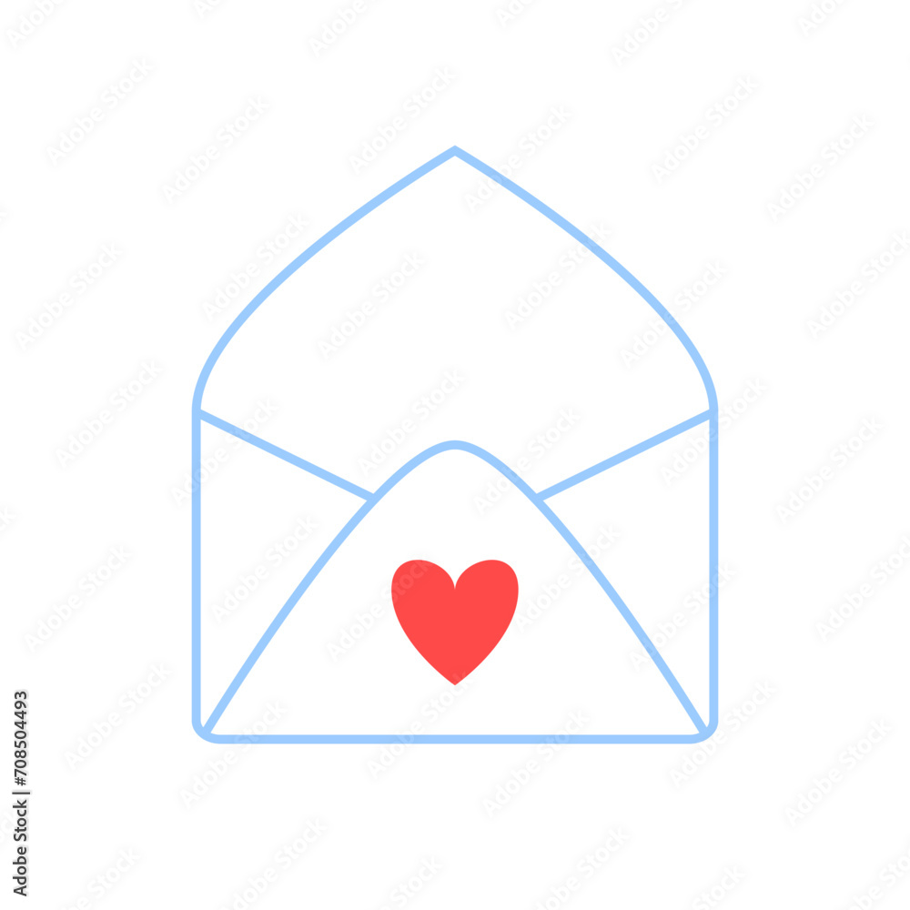 Opened empty envelope clipart doodle element with heart shape. Valentine's Day sticker illustration design Opened empty envelope clipart doodle element with heart shape. Valentine's Day sticker illustration design