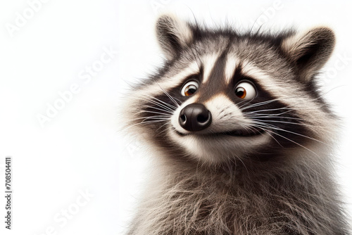 Humorous raccoon with strange facial expressions Isolated on white background. ai generative © Igor